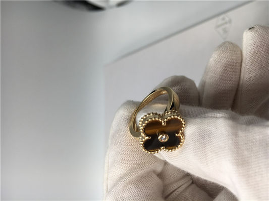 Qualità Oro giallo 18k, anelli di fidanzamento delle fedi nuziali rotonde del diamante della pietra preziosa con l'occhio delle tigri fabbrica