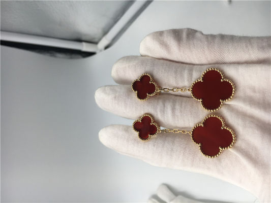 Qualità Orecchini magici dell'oro di Alhambra 18K con la madreperla rossa/dimensione su ordinazione fabbrica