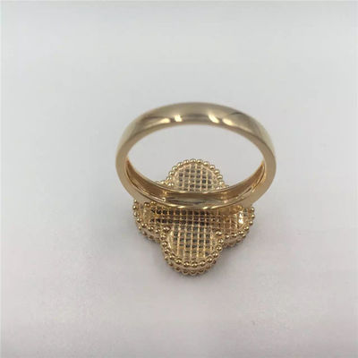 Qualità Progettazione semplice magica bianca di Alhambra dell'anello di oro di madreperla 18K per le giovani signore fabbrica