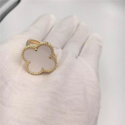 Qualità Progettazione semplice magica bianca di Alhambra dell'anello di oro di madreperla 18K per le giovani signore fabbrica