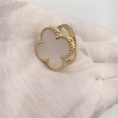 Qualità Progettazione semplice magica bianca di Alhambra dell'anello di oro di madreperla 18K per le giovani signore fabbrica