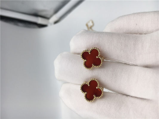 Qualità Oro giallo dolce dei earstuds 18k di Van Cleef Arpels Alhambra con la cornalina fabbrica