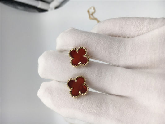 Qualità Oro giallo dolce dei earstuds 18k di Van Cleef Arpels Alhambra con la cornalina fabbrica