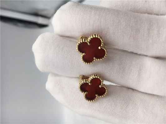Qualità Oro giallo dolce dei earstuds 18k di Van Cleef Arpels Alhambra con la cornalina fabbrica