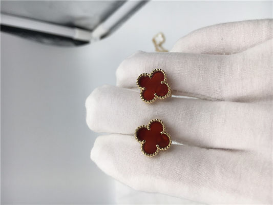 Qualità Oro giallo dolce dei earstuds 18k di Van Cleef Arpels Alhambra con la cornalina fabbrica
