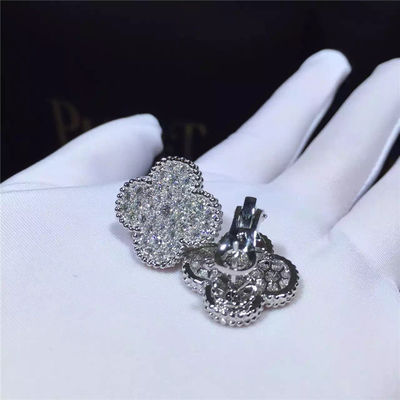 Qualità Oro bianco magico degli orecchini 18k di Van Cleef Arpels Alhambra e diamanti rotondi fabbrica