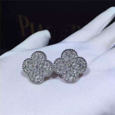 Qualità Oro bianco magico degli orecchini 18k di Van Cleef Arpels Alhambra e diamanti rotondi fabbrica