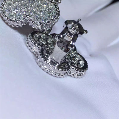 Qualità Oro bianco magico degli orecchini 18k di Van Cleef Arpels Alhambra e diamanti rotondi fabbrica