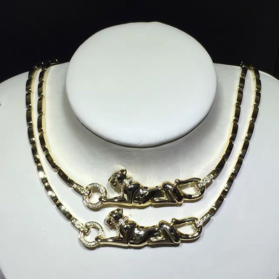 collana su ordinazione della pantera dei gioielli della parte alta dell'oro giallo 18K con i diamanti/lacca