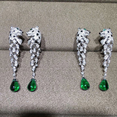 Qualità 18K oro bianco Diamond Earrings, orecchini di Panthere con onyx fabbrica
