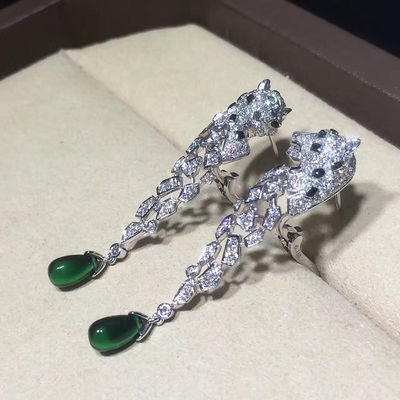 Qualità 18K oro bianco Diamond Earrings, orecchini di Panthere con onyx fabbrica