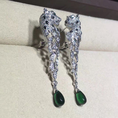 Qualità 18K oro bianco Diamond Earrings, orecchini di Panthere con onyx fabbrica