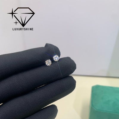 Orecchini a lobo con diamanti tondi coltivati in laboratorio LuxuryShine, purezza VVS2/VS1, oro massiccio 18K, gioielli personalizzati con certificato IGI, orecchini alla moda, regalo di San Valentino