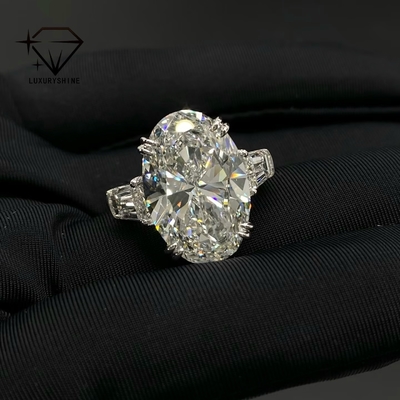 Anello solitario Luxuryshine con diamante ovale taglio VVS/VS coltivato in laboratorio da 10CT, oro massiccio 18K, gioielleria personalizzata con certificato IGI