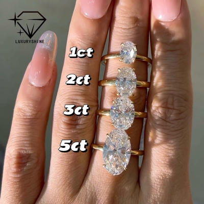 Anello solitario Luxuryshine con diamante ovale taglio VVS2/VS1 coltivato in laboratorio da 1-5CT, oro massiccio 18K, gioielleria personalizzata con certificato IGI