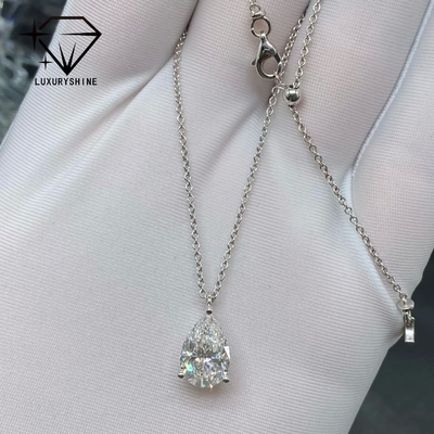 Collana con diamante a pera coltivato in laboratorio, oro 18K, purezza VVS-VS