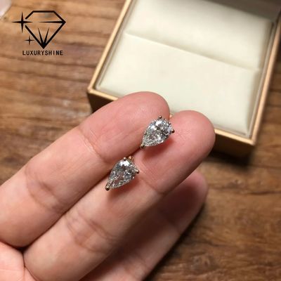 Qualità 18K Gold Pear Cut Lab Cresciuto Diamant Stud Orecchini VVS-VS Chiarezza fabbrica
