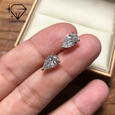 Qualità 18K Gold Pear Cut Lab Cresciuto Diamant Stud Orecchini VVS-VS Chiarezza fabbrica