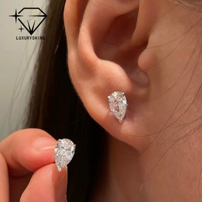 Qualità 18K Gold Pear Cut Lab Cresciuto Diamant Stud Orecchini VVS-VS Chiarezza fabbrica