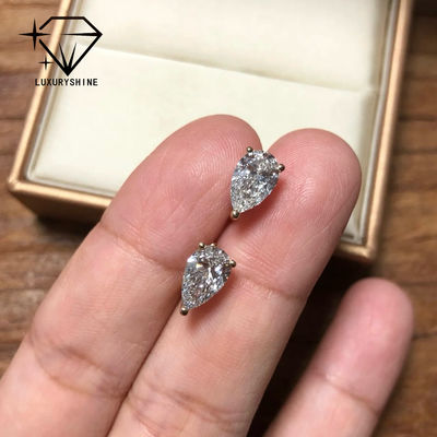 Qualità 18K Gold Pear Cut Lab Cresciuto Diamant Stud Orecchini VVS-VS Chiarezza fabbrica