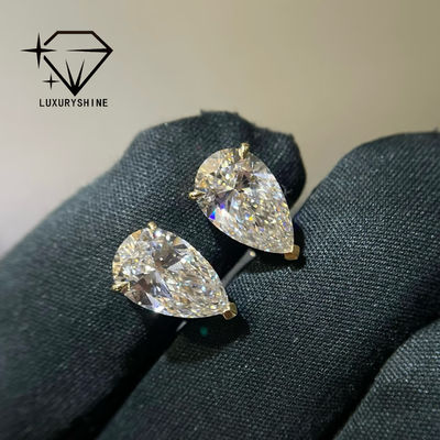 Qualità 18K Gold Pear Cut Lab Cresciuto Diamant Stud Orecchini VVS-VS Chiarezza fabbrica