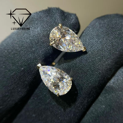 Qualità 18K Gold Pear Cut Lab Cresciuto Diamant Stud Orecchini VVS-VS Chiarezza fabbrica
