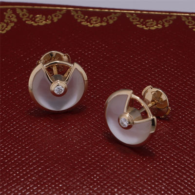 Qualità Madreperla di Yellow Gold Amulette De Earrings Stud With White del modello di Xs fabbrica