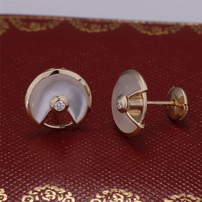 Qualità Madreperla di Yellow Gold Amulette De Earrings Stud With White del modello di Xs fabbrica