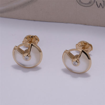 Qualità Madreperla di Yellow Gold Amulette De Earrings Stud With White del modello di Xs fabbrica