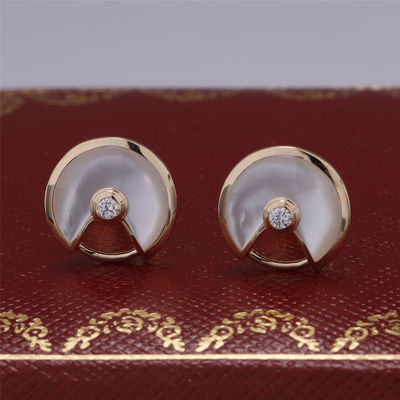 Qualità Madreperla di Yellow Gold Amulette De Earrings Stud With White del modello di Xs fabbrica
