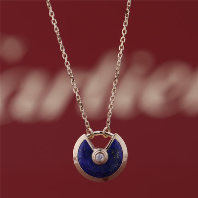 Qualità Diamante di Yellow Gold Amulette De Necklace With Lapis Lazuli del modello di Xs fabbrica