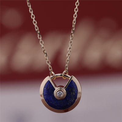 Qualità Diamante di Yellow Gold Amulette De Necklace With Lapis Lazuli del modello di Xs fabbrica