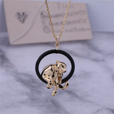 Qualità DIAMANTI CERAMICI DEL GRANATO DELLA LACCA TSAVORITE DELL'ORO DI GIALLO DI PANTHÈRE DE NECKLACE fabbrica