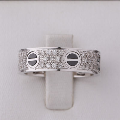 Qualità DIAMANTI BIANCHI CERAMICI dell'ORO classici 18K di RING Full DIAMOND-PAVED di AMORE fabbrica