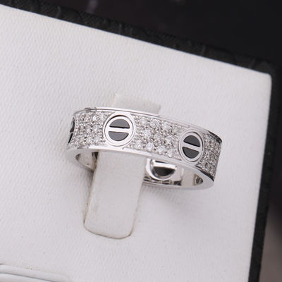 Qualità DIAMANTI BIANCHI CERAMICI dell'ORO classici 18K di RING Full DIAMOND-PAVED di AMORE fabbrica