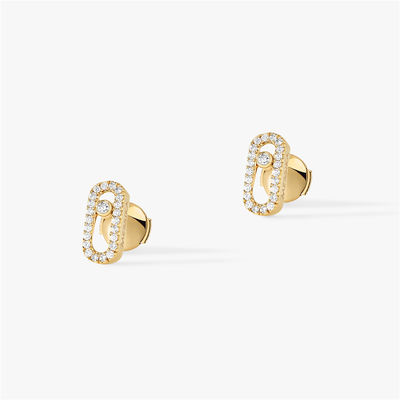 Qualità Gioielli di lusso di Parigi per il movimento Uno Diamond Earrings dell'oro giallo di Luxury Jewelry 18K delle donne fabbrica
