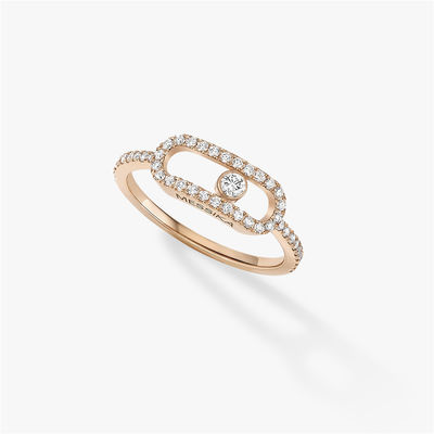 Qualità Nozze eleganti Diamond Ring Move Uno Pavee Ring di impegno di Luxury Jewelry in oro rosa 18K fabbrica