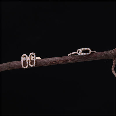 Qualità Nozze eleganti Diamond Ring Move Uno Pavee Ring di impegno di Luxury Jewelry in oro rosa 18K fabbrica