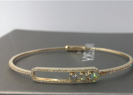 i braccialetti sottili del braccialetto dell'oro giallo dei gioielli di 18K Parigi con 3 pezzi muovono i diamanti